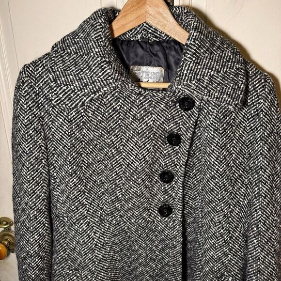 Guess SZ XL Womens Tweed Swing Double Breasted Wool Blend Pea Coat Winter Dressy - Picture 3 of 13